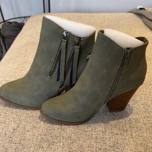 Journee Olive Green Ankle Boots